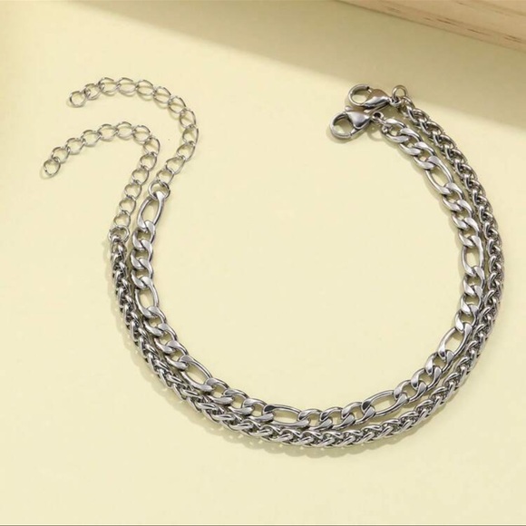 2pcs Set Simple Stainless Steel Bracelet For Men And Women Vacation Gift - Picture 4 of 5